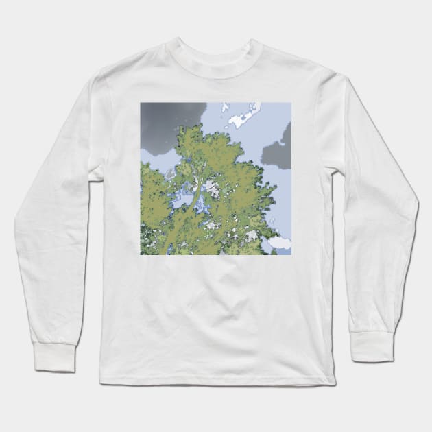 Robotic Treeline and Clouds, digital Long Sleeve T-Shirt by djrunnels